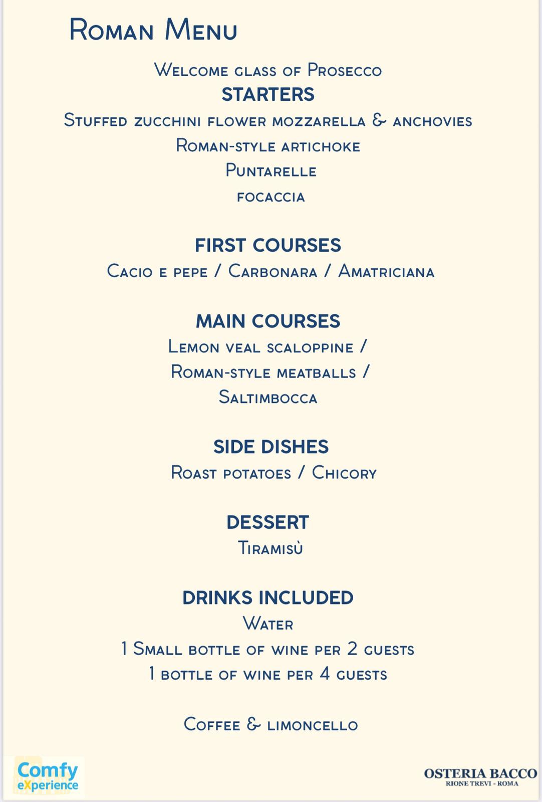 Sunset Tour & Roman Menu