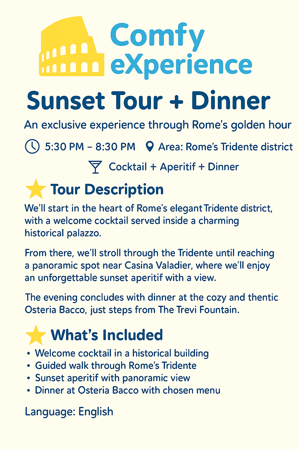 Sunset Tour & Special Fish Menu